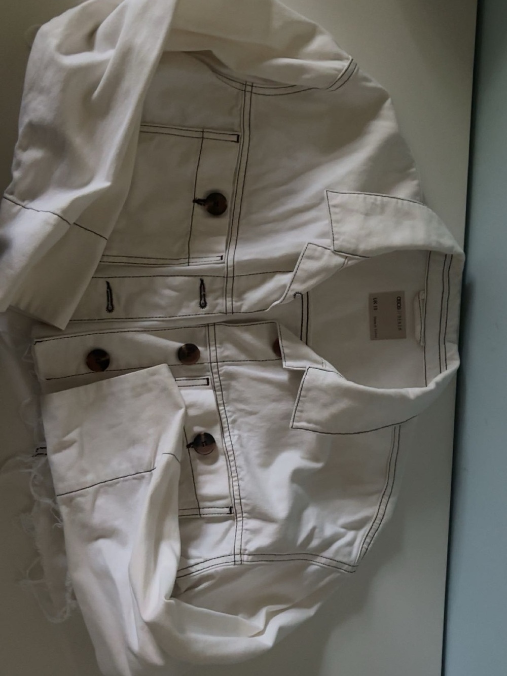 ASOS White Jean Jacket with Dark Contrast Stitching